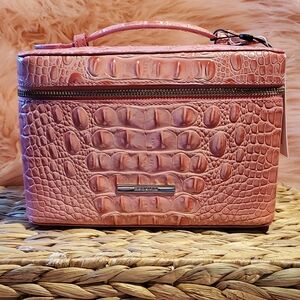 Brahmin Pink Crocodile Embossed Cosmetic Case